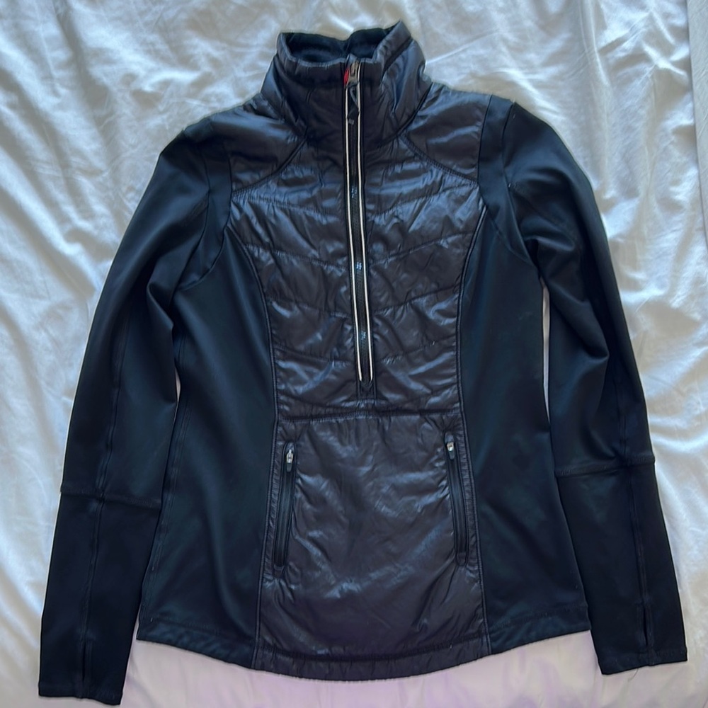 Women's Black Quarter Zip Athletic Jacket